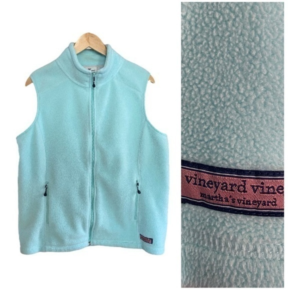 Vineyard Vines Light Blue Fleece Full Zip Vest Large